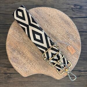Wide Black Diamond BOHO Purse Strap Crossbody Guitar Strap NEW FAST SHIP
